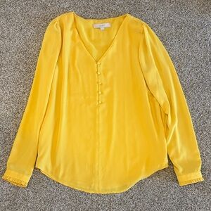 LOFT Vivid Yellow Button-Front Blouse